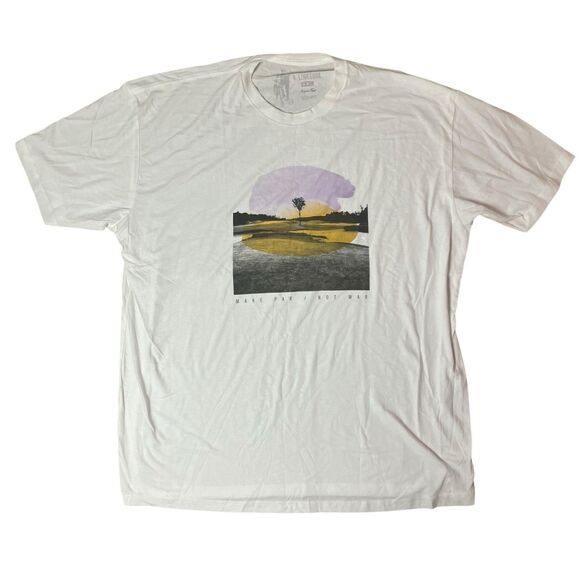 Linksoul Mens 2XL White Graphic Golf Landscape “Make Par Not War” Casual - Picture 2 of 9